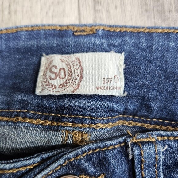 SO Jeans Womens 0 Blue Cuffed Skinny Stretch Denim Mid Rise Casual Pants - Picture 4 of 12